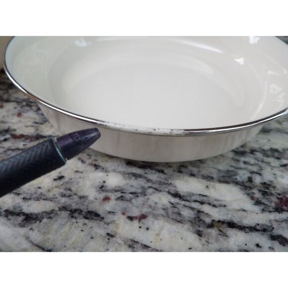 Lenox Solitaire Bowl Shallow Coupe Pasta Salad 7.5" Platinum Set of 2 FLAW READ - Picture 4 of 14